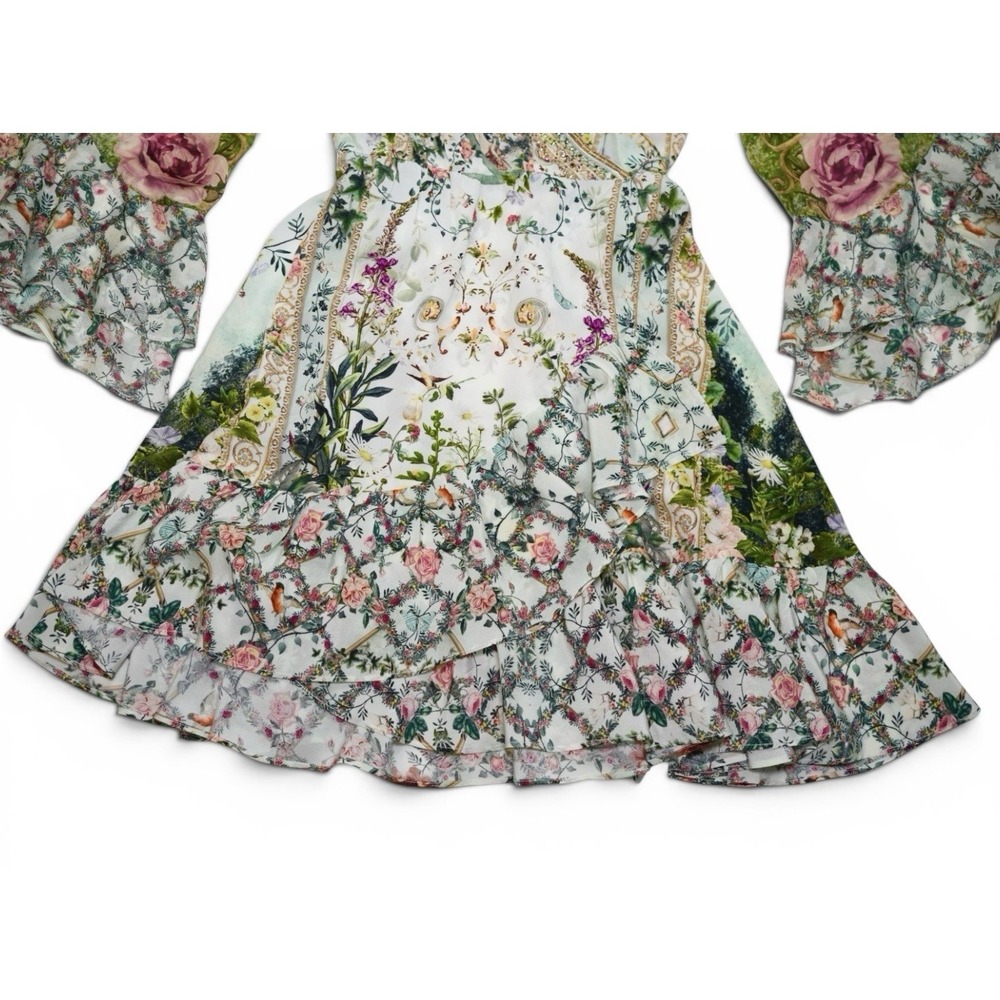 CAMILLA Renaissance Romance Embellished 100% Silk Wrap Mini Dress NWT L - Picture 5 of 14